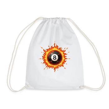 Black 8 Billiard Ball - Drawstring Bag - white - Front