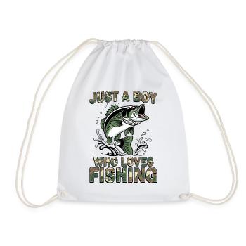 Fishing Angler Boy Fishing Fishing Saying Kids - Drawstring Bag - white - Front