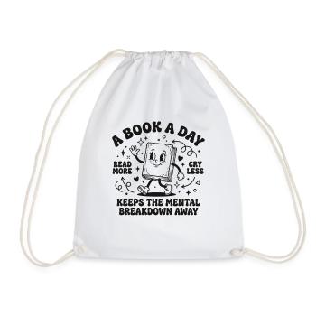 Book Lover Design – A Book a Day - Drawstring Bag - white - Front