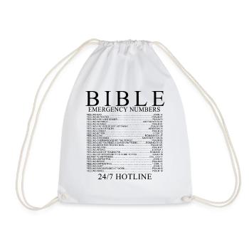 Bible Emergency Numbers Shirt - Drawstring Bag - white - Front