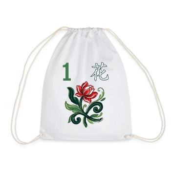 Mahjong-Blumenfliese 1 - Turnbeutel - Weiß - Vorne