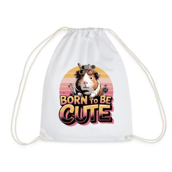 Born To Be Cute Guinea Pig Shirt Steampunk - Drawstring Bag - white - Front