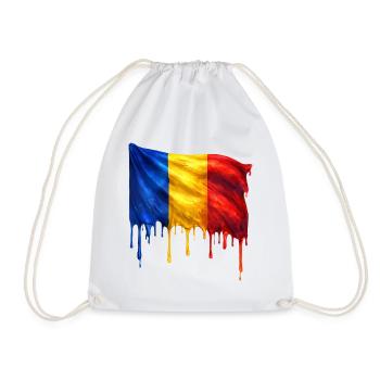 Tropfende Rumänien Flagge Kunst - Turnbeutel - Weiß - Vorne
