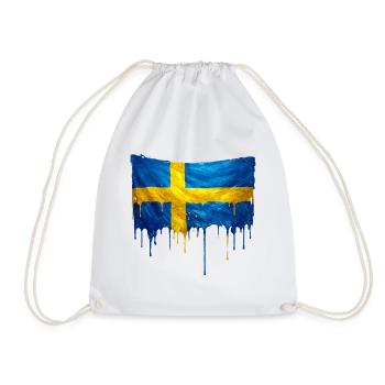 Schweden Flagge Tropfenkunst - Turnbeutel - Weiß - Vorne