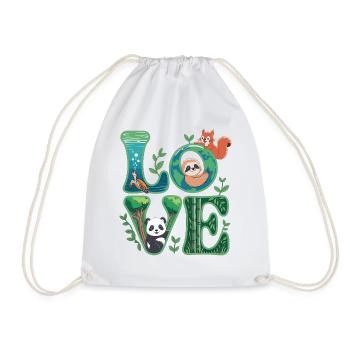 Nature Love Shirt with Panda Sloth - Drawstring Bag - white - Front