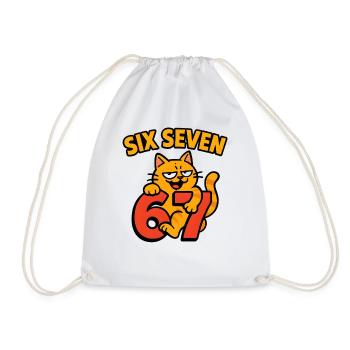 Six Seven Katze 67 Italian Brainrot Humor - Turnbeutel - Weiß - Vorne
