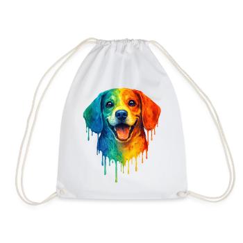 Beagle in bright colors - Drawstring Bag - white - Front