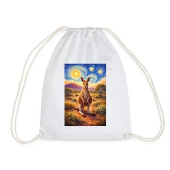 Kangaroo under Starry Night - Drawstring Bag - white - Front