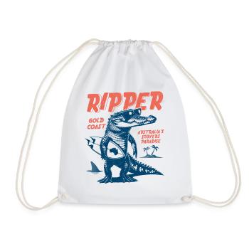 Ripper Surfer Croc Gold Coast Australia - Drawstring Bag - white - Front