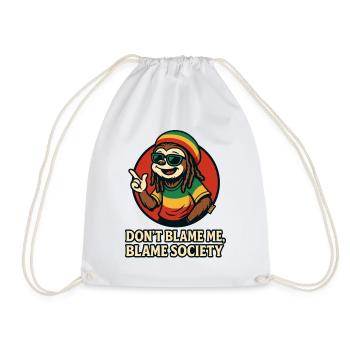 Rasta Sloth Don't Blame Society - Drawstring Bag - white - Front