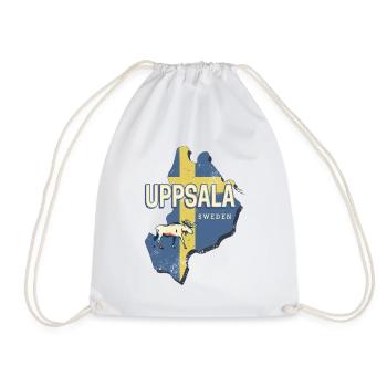Uppsala Sweden Province Map Souvenir - Drawstring Bag - white - Front