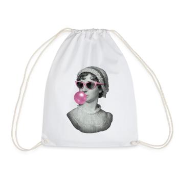 Jane Austen with bubblegum and sunglasses - Drawstring Bag - white - Front