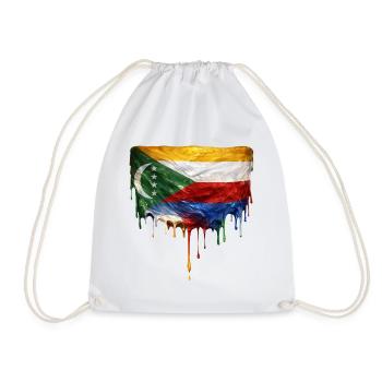 Comoros Flag: Flowing Colors - Drawstring Bag - white - Front