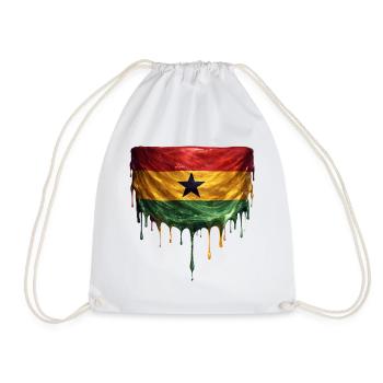 Ghana Flags Drop Art - Drawstring Bag - white - Front