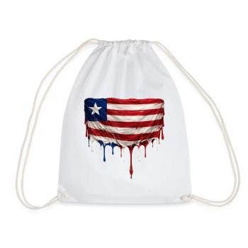 Liberia Flag in Drop Art - Drawstring Bag - white - Front