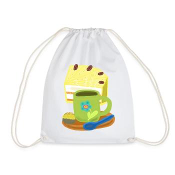 Cake, Cake, Coffee, Coffee Mug, Birthday - Drawstring Bag - white - Front