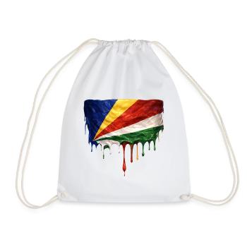 Seychelles Flag Drop Art - Drawstring Bag - white - Front