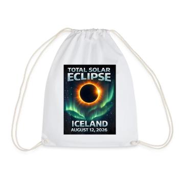 Total Solar Eclipse Iceland 2026 - Drawstring Bag - white - Front