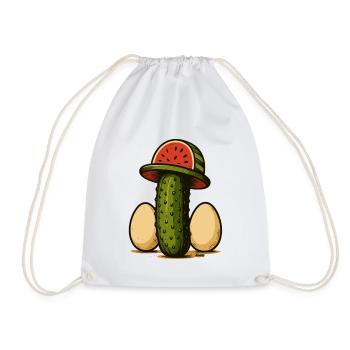 Wassermelonenhut-Kaktus EGG Duo - Turnbeutel - Weiß - Vorne