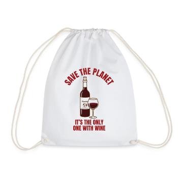 Save Water Drink Wine Shirt Funny - Drawstring Bag - white - Front