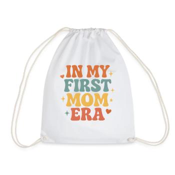 First Mother's Day Mom Gift Idea Family Groovy - Drawstring Bag - white - Front