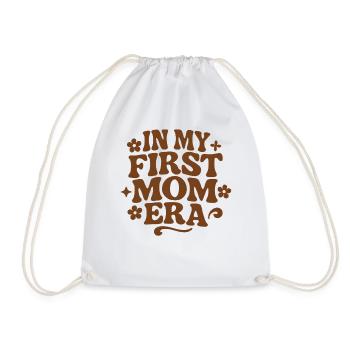 First Mother's Day Mom Gift Idea Family Groovy - Drawstring Bag - white - Front