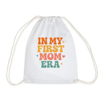 First Mother's Day Mom Gift Idea Family Groovy - Drawstring Bag - white - Front
