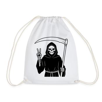Grim Reaper Gives a Peace Signal - Drawstring Bag - white - Front