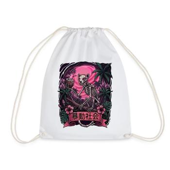 Tropical Skeleton Sunset - Drawstring Bag - white - Front