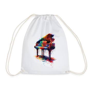 Piano with dripping paint - Drawstring Bag - white - Front