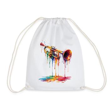Trumpet with dripping paint - Drawstring Bag - white - Front