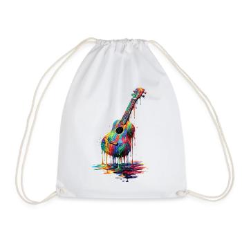 Ukulele with dripping paint - Drawstring Bag - white - Front