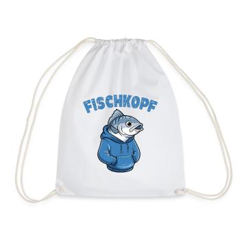  FISCHKOPF Lustiger Angler Spruch Norddeutscher - Turnbeutel - Weiß - Vorne