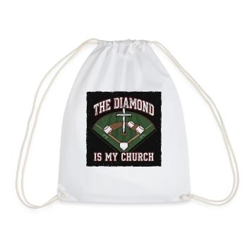 The Diamond Is My Church Christian Baseball - Drawstring Bag - white - Front