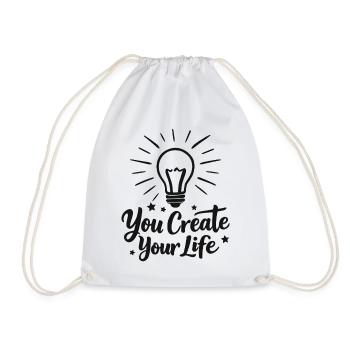 You Create Your Life Light Bulb Inspiration - Drawstring Bag - white - Front