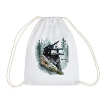 Cliffside Glass House Escape - Drawstring Bag - white - Front