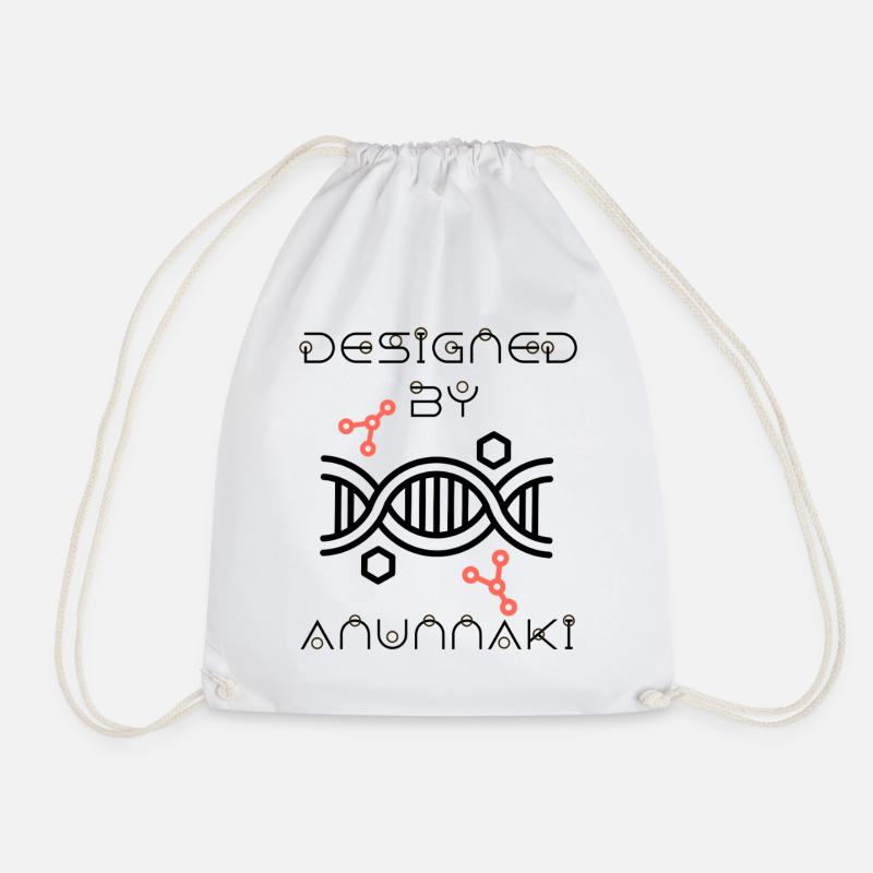 Anunnaki DNA Strand Designed by Anunnaki - Drawstring Bag - white