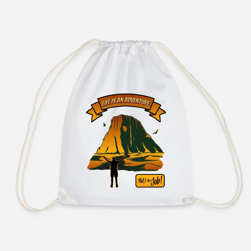 Life is an adventure Mountain landscape - Drawstring Bag - white