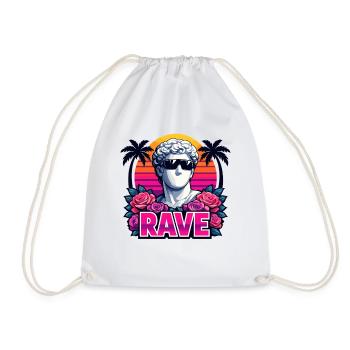 RAVE Retro Statue Sunset for Festival & Party - Drawstring Bag - white - Front