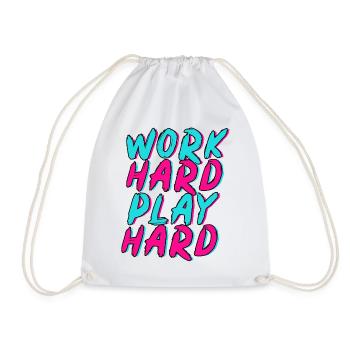 Work Hard Play Hard Neon Fun - Drawstring Bag - white - Front