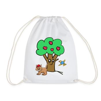 Pommier Chat Oiseau Enfants Jardin Nature - Sac de sport léger - blanc - Devant