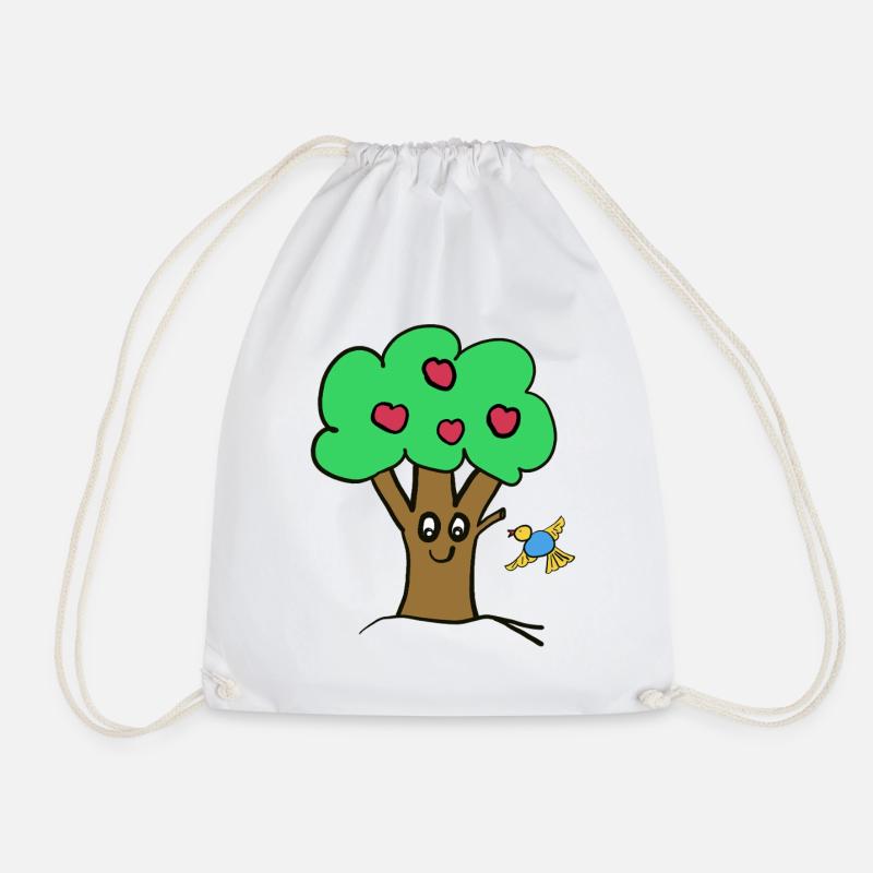 Apple Tree Tree Nature Bird - Drawstring Bag - white