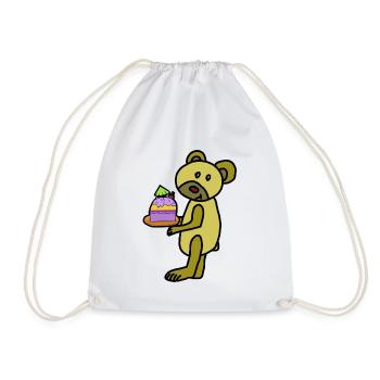 Muffin Bear Teddy Bear Cake Child - Drawstring Bag - white - Front