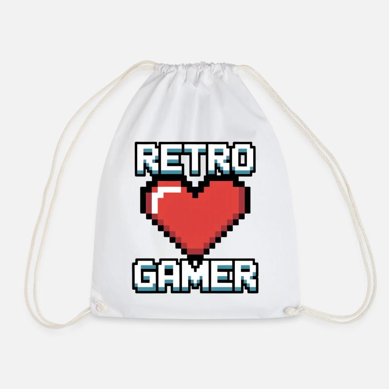 Retro Gamer Pixel Heart - Drawstring Bag - white