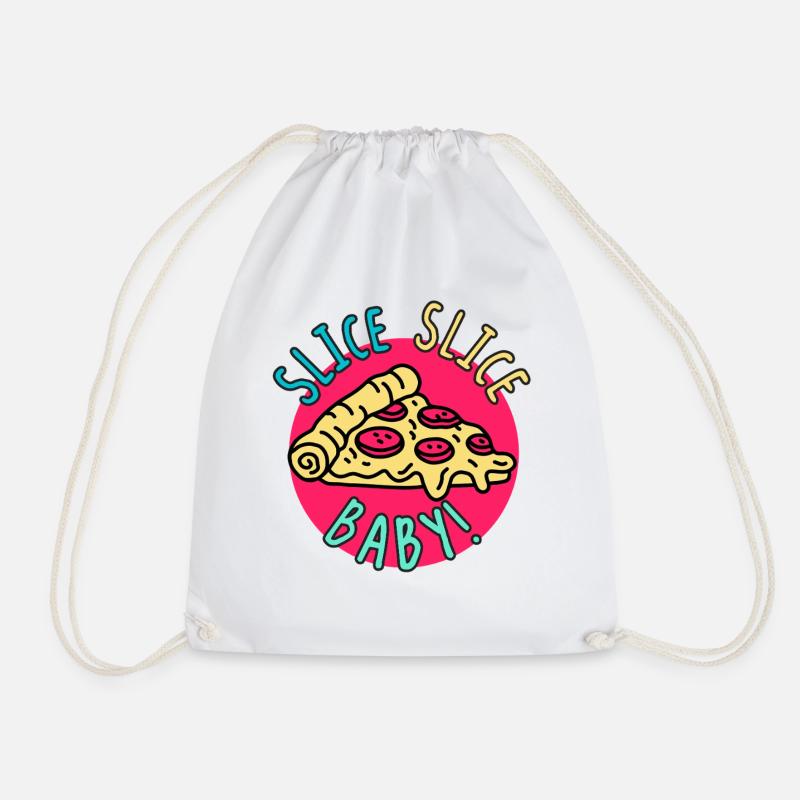 Slice Slice Baby – Retro Pizza - Drawstring Bag - white
