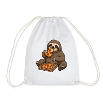 Pizza Sloth Enjoyment of Life - Drawstring Bag - white - Front