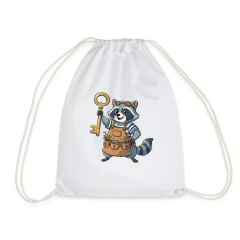 Schlüsselhelden Bau-Raccoon - Turnbeutel - Weiß - Vorne