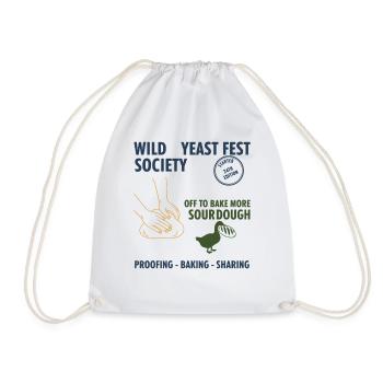 sourdough Wild Yeast Fest Society Off To Bake More - Drawstring Bag - white - Front