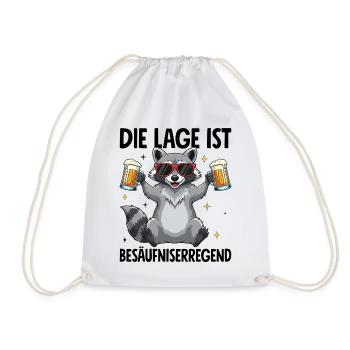 Die Lage Ist Besäufniserregend mit Waschbär - Turnbeutel - Weiß - Vorne