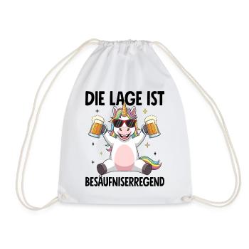 Die Lage Ist Besäufniserregend Einhorn - Turnbeutel - Weiß - Vorne